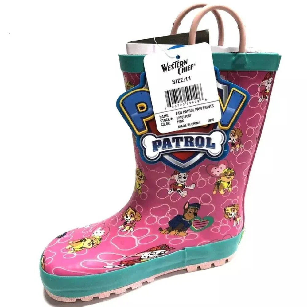 Western Chief Paw Pink Rain Boots Size 11 M Youth